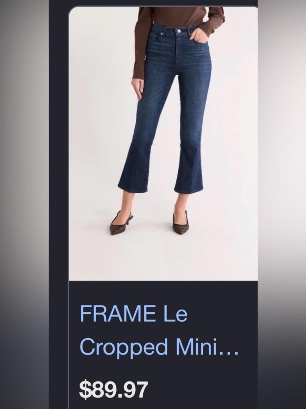 Frame Denim Cropped Bootleg Jeans in Dark Blue
